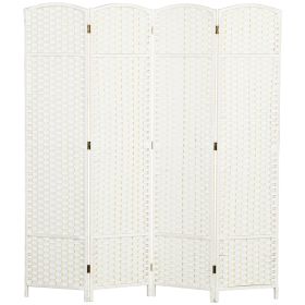 Folding Room Divider Screen 4 Panel 5.6 ' Tall Privacy Screen Freestanding Room Partition for Home Office, White