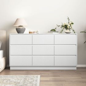 9 Drawer Dresser for Bedroom with large Drawers, Wood Dresser, Large Floor Chest of Drawers, Modern Long TV Stand