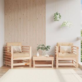 Patio Chairs with Cushions 2 pcs Solid Wood Pine