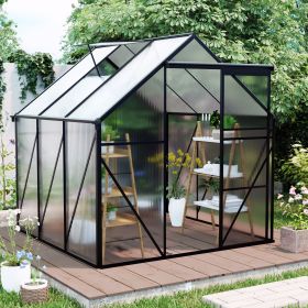 6X6FT-BLACK Polycarbonate Greenhouse Raised Base and Anchor Aluminum Heavy Duty Walk-in Greenhouses for Outdoor Backyard in All Season (W540S0000